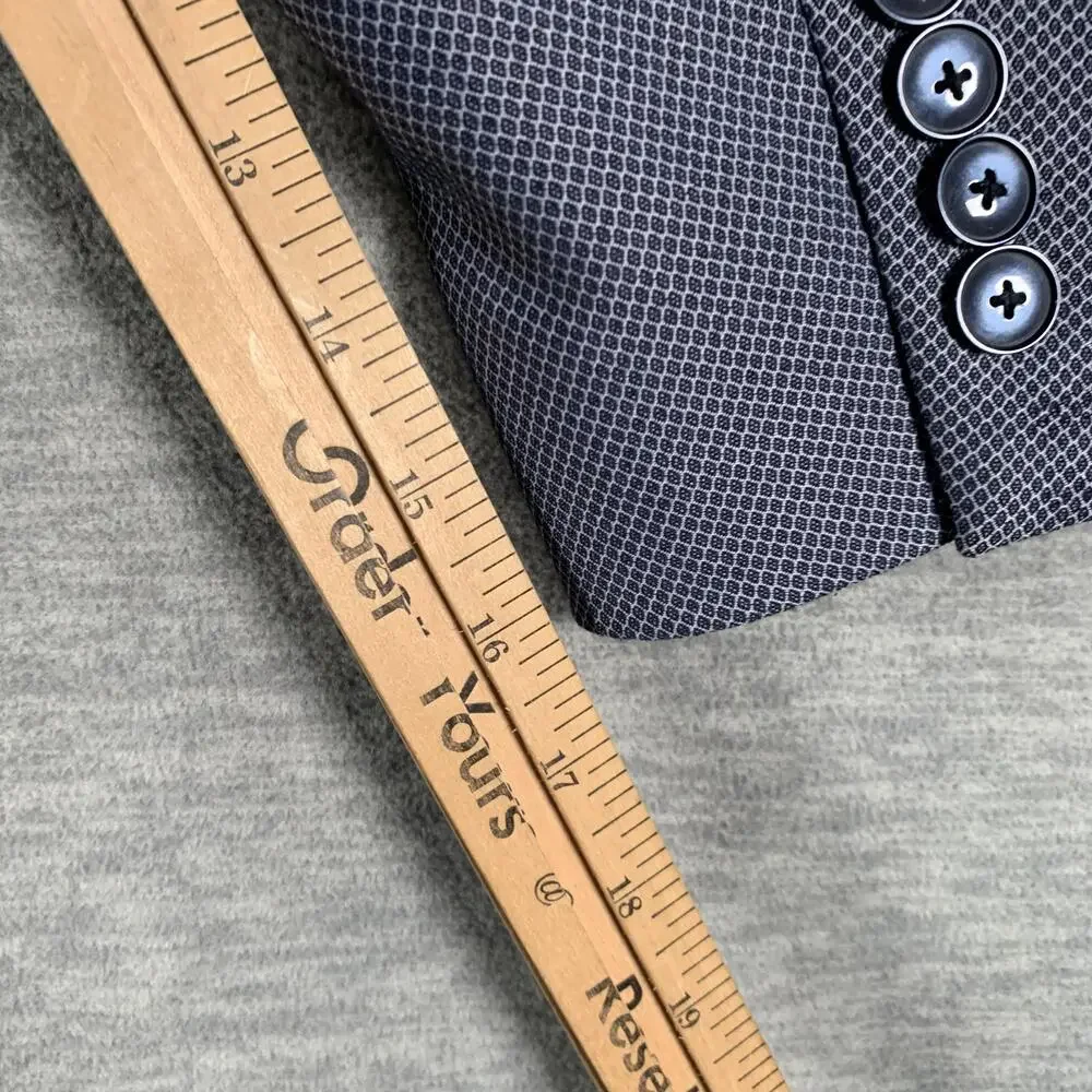 Zara Man Suit Jacket Mens 42 Blue Geometric Slim Fit 2 Button Blazer Notch Lapel